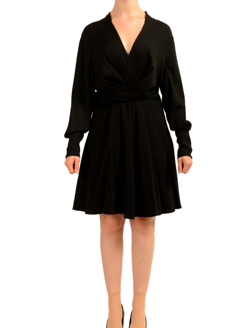 Hugo Boss Women's "Dimkai" Black Long Sleeve A-Line Fit & Flare Dress US S IT 40